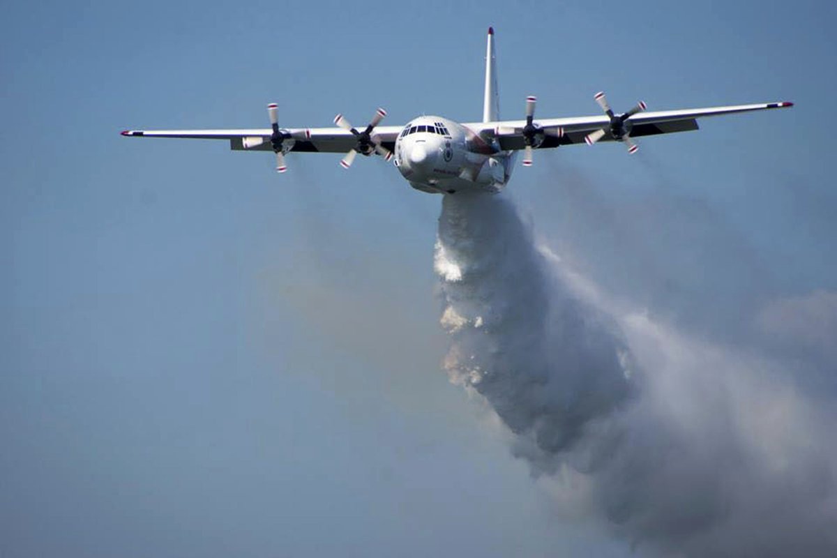 Drone hits firefighting plane